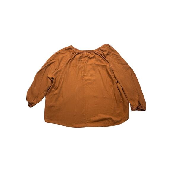 A New Day Blouse Women's Medium Orange V-Neck Tie Front Textured Shirt Top (287) - Picture 2 of 9